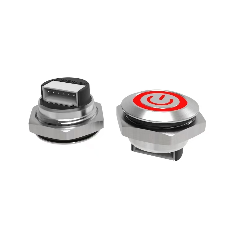 PBM-19輕觸短款RGB三色燈金屬按鈕開關